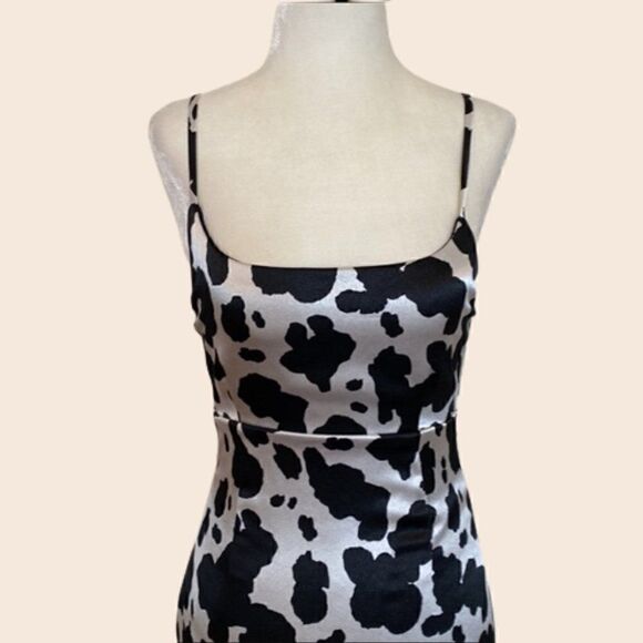 Wild Fable Black and Whit Cow Print Satin Mini Dress Size XS - Picture 2 of 12